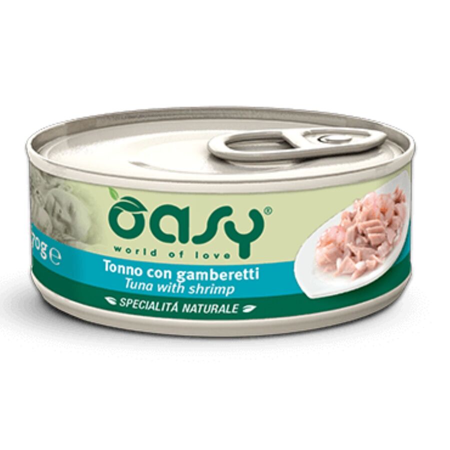 24 Latas De Comida Oasy Para Gato De Atun Y Gambas (24x70g)_0
