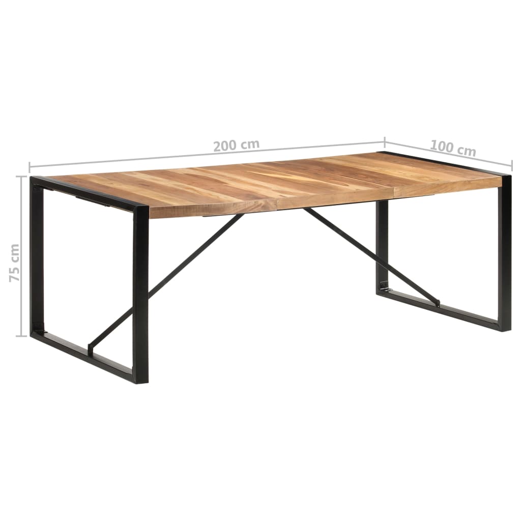 Mesa De Comedor Madera Maciza Con Acabado Sheesham 200x100x75cm_4