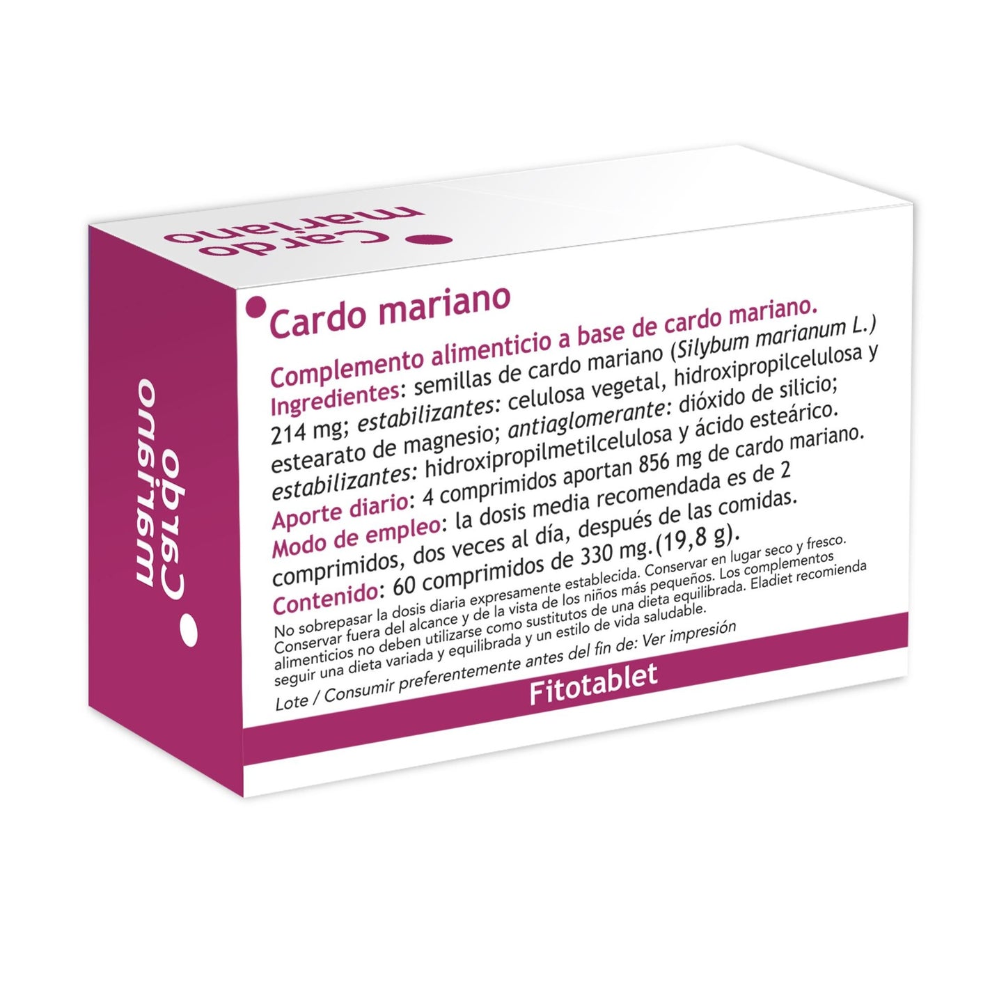 Suplemento alimentar de cardo mariano Eladiet 60 comprimidos 330 mg