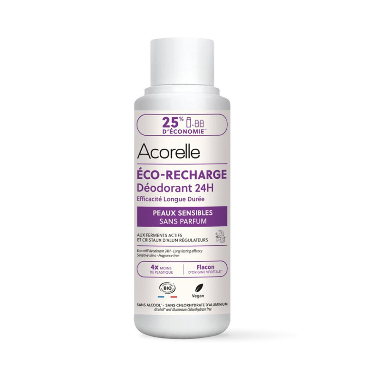 Recarga de desodorizante roll-on para pele sensível com água de camomila e óleo de amêndoas, Acorelle 100 ml