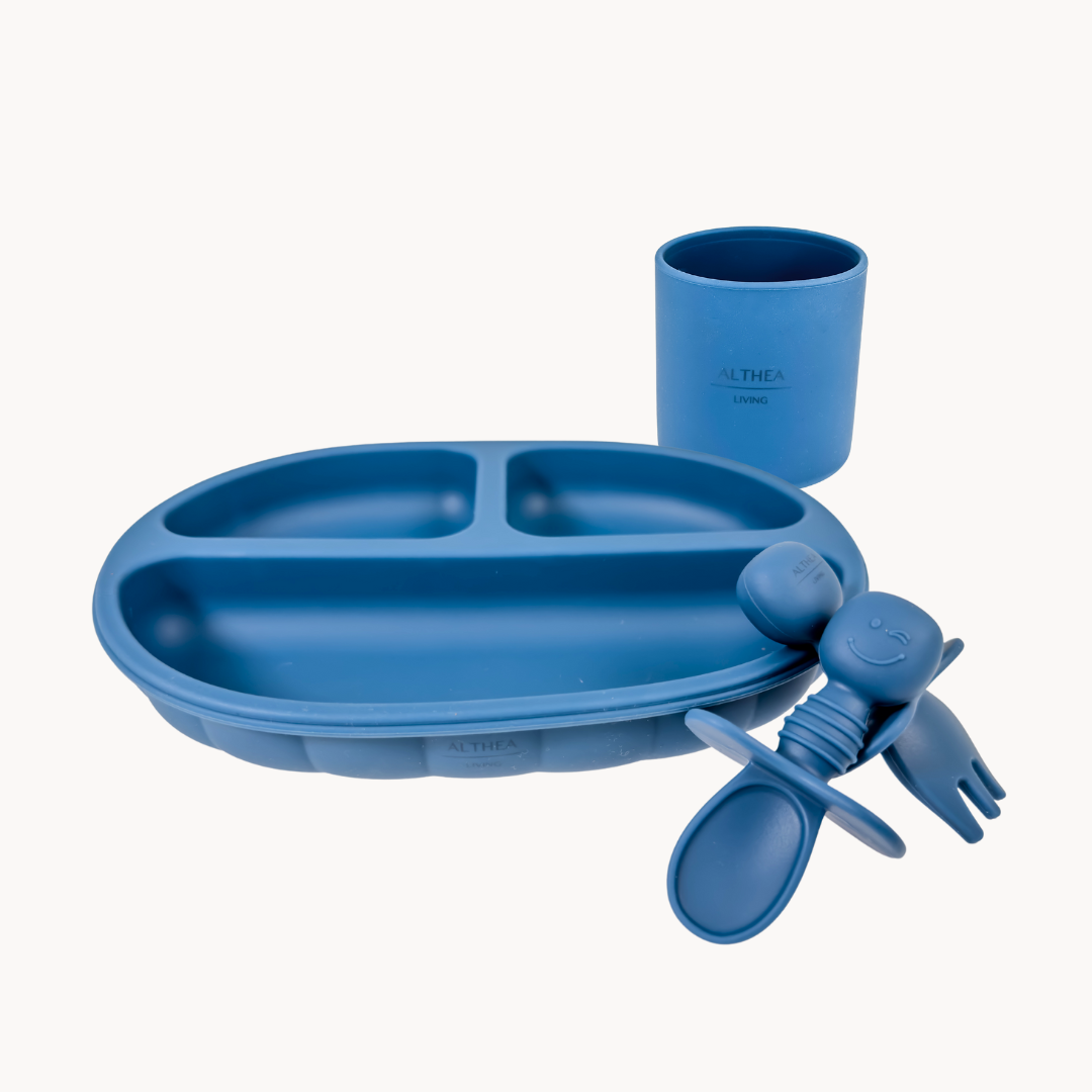 Vajilla De Silicona Orgánica - 8 Piezas - Azul Marino.