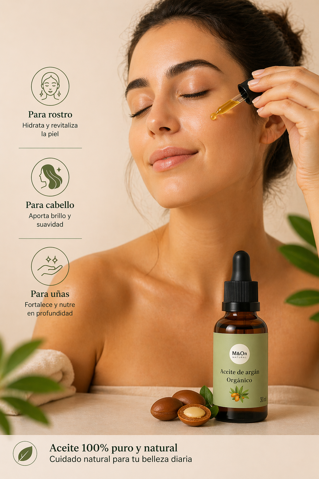 Aceite de Argán Puro 30 ml | Nutre, Repara e Hidrata Piel y Cabello | M&On Naturals_3