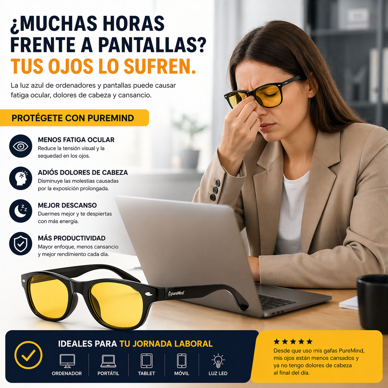 Gafas Lente Amarilla Reducción De Fatiga Visual_5