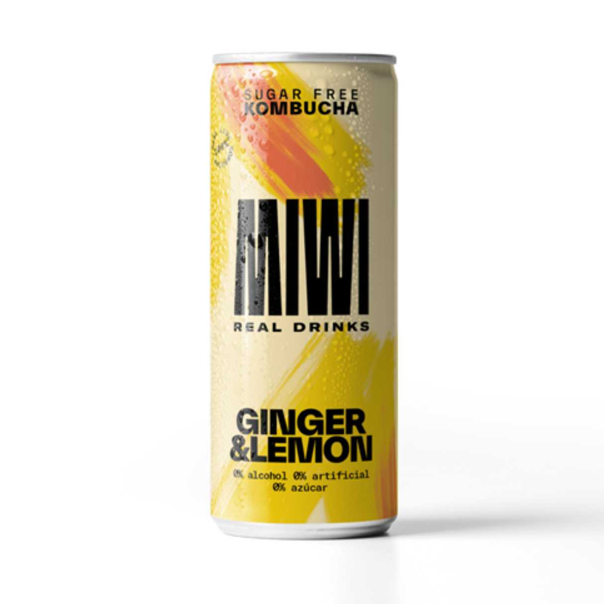 Kombucha Ginger & Lemon 0% Azucar Miwi 12 Latas 25cl_2