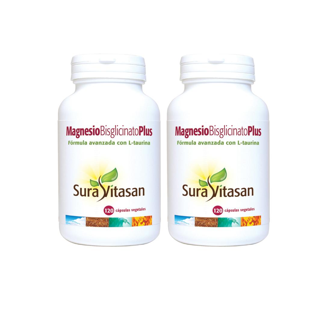 Embalagem 2x Magnésio Bisglicinato Plus 120 cápsulas Sura Vitasan