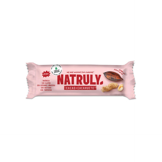 Barra de cacau cru e amendoim biológico Natruly 40g