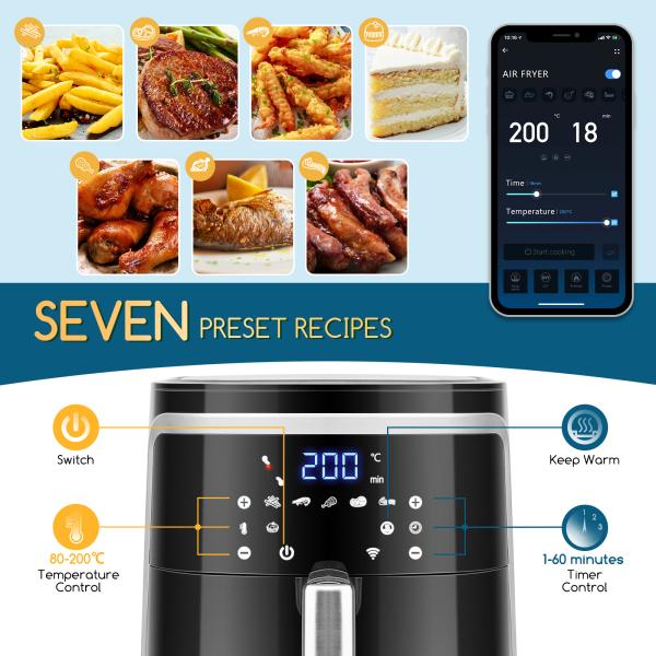 Fritadeira a ar sem óleo Aigostar Smart Box 7L
