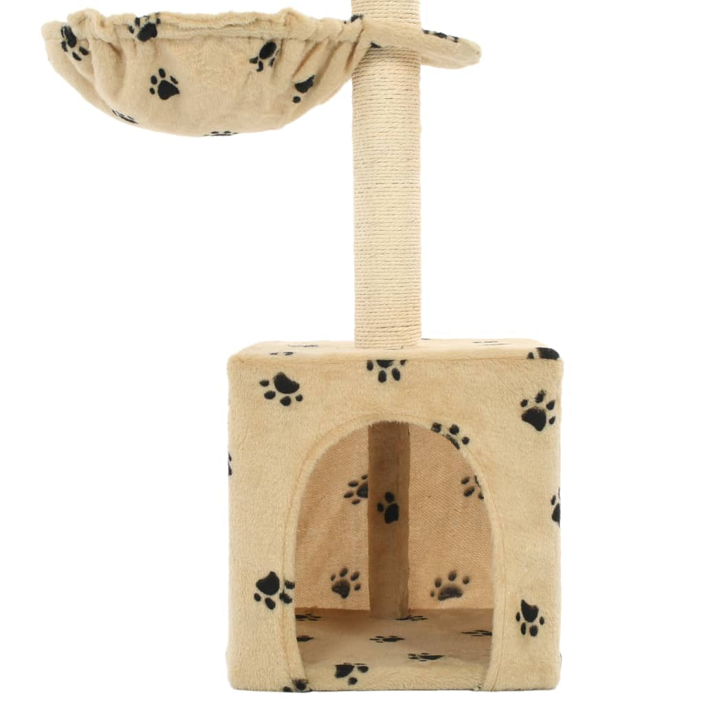 Vidaxl Rascador Para Gatos Poste De Sisal 105 Cm Huellas Beige_4
