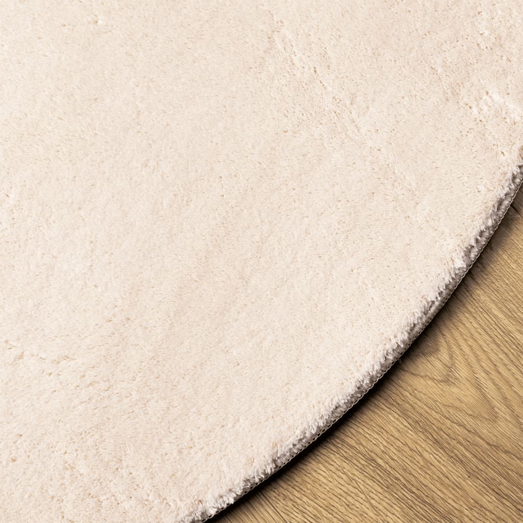 Alfombra De Pelo Corto Suave Lavable Huarte Beige Ø 120 Cm / Vetonek_5