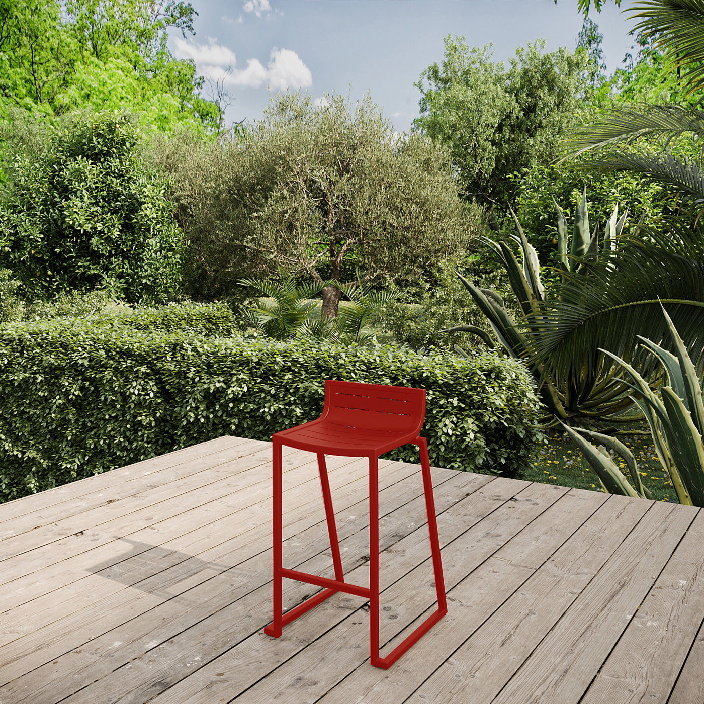 Lote De 4 Taburetes De Jardín De Aluminio Inari Red Pepper 47x48x86cm - Silla De Jardín_5