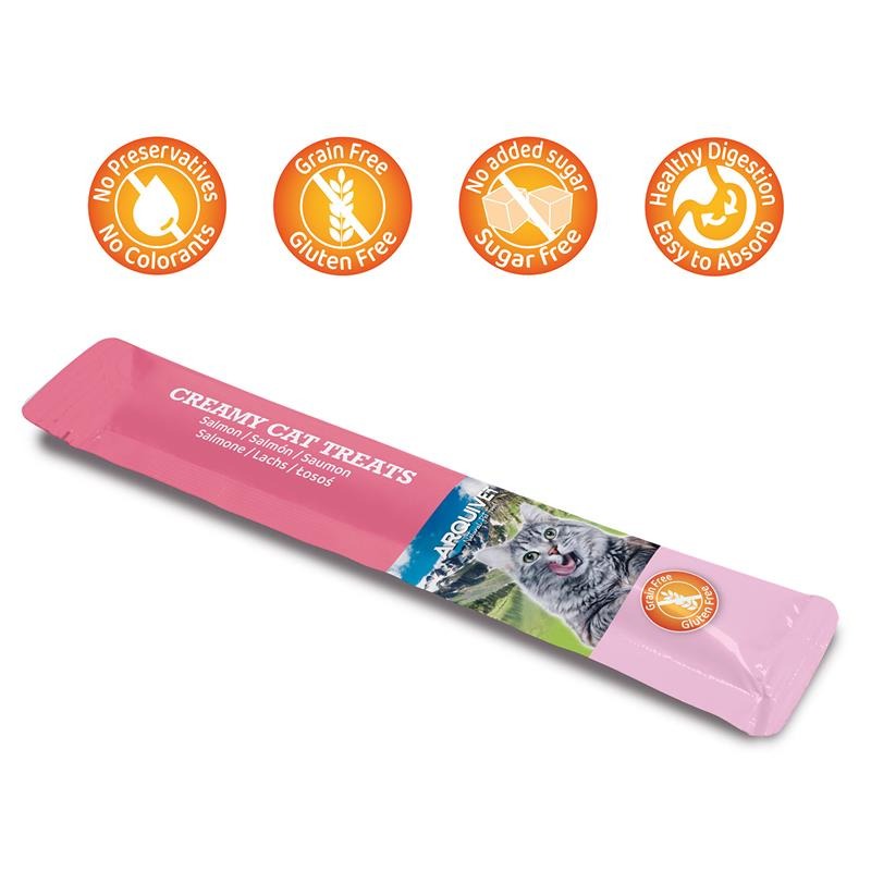 Petiscos cremosos para gatos Salmão cremoso Arquivet 5x14 g