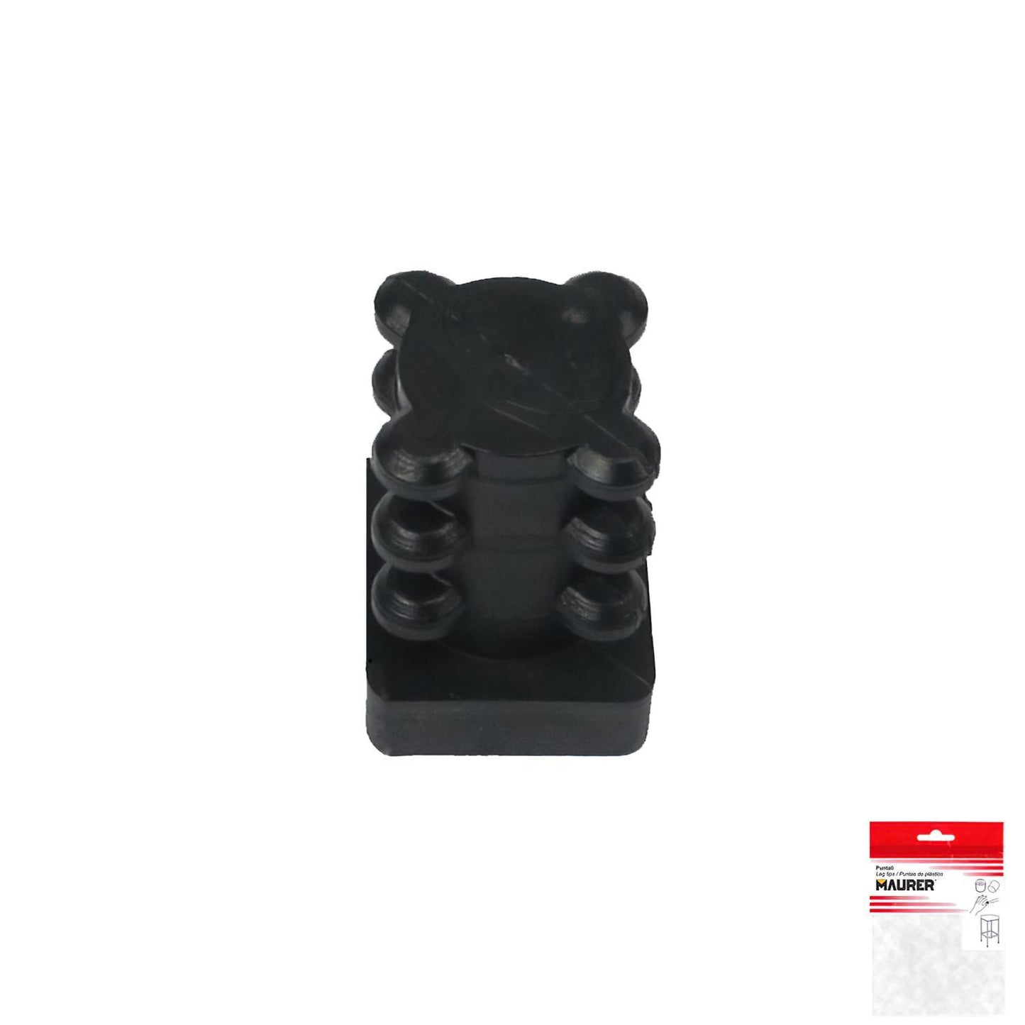 Contera Cuadrada Interior Negra 16x16 Mm. Blister 4 Piezas.