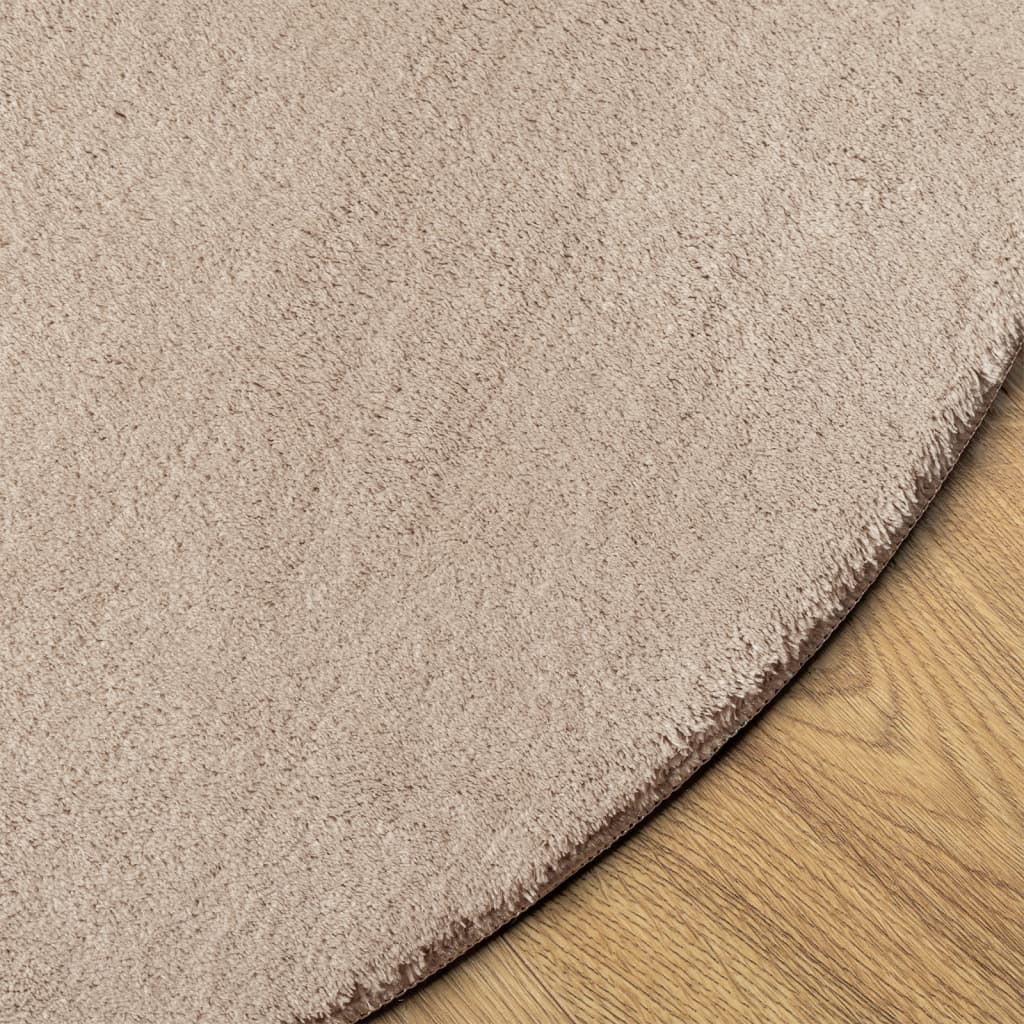 Alfombra De Pelo Corto Suave Lavable Huarte Arena Ø 120 Cm / Vetonek_5
