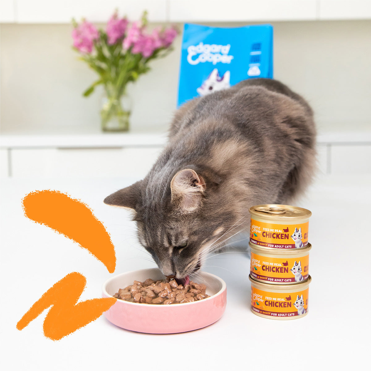 Edgard & Cooper Ração Húmida para Gatos com Molho Pedaços de Frango 85g