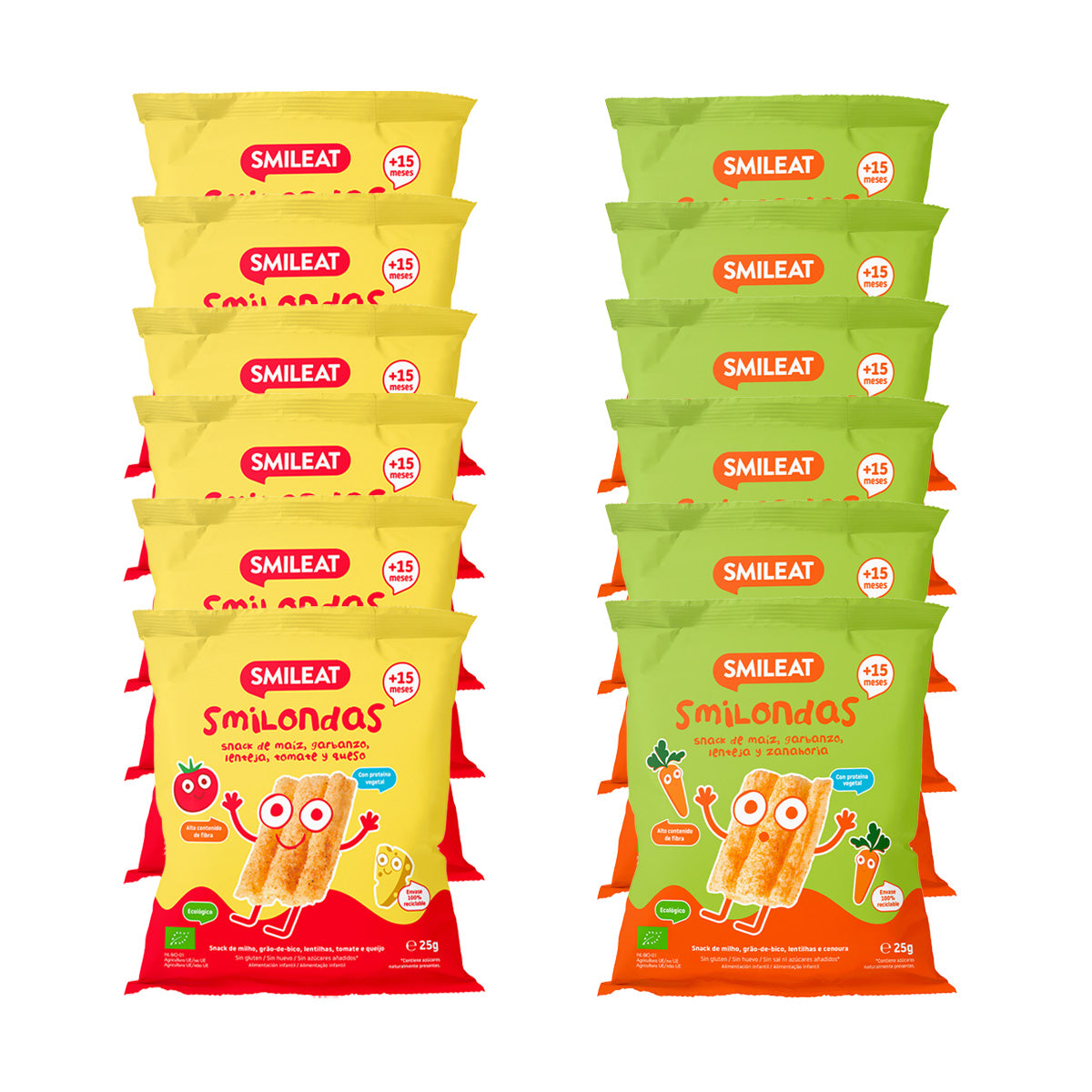 Embalagem de 12x Snack Smilondas Eco Smileat 25 g