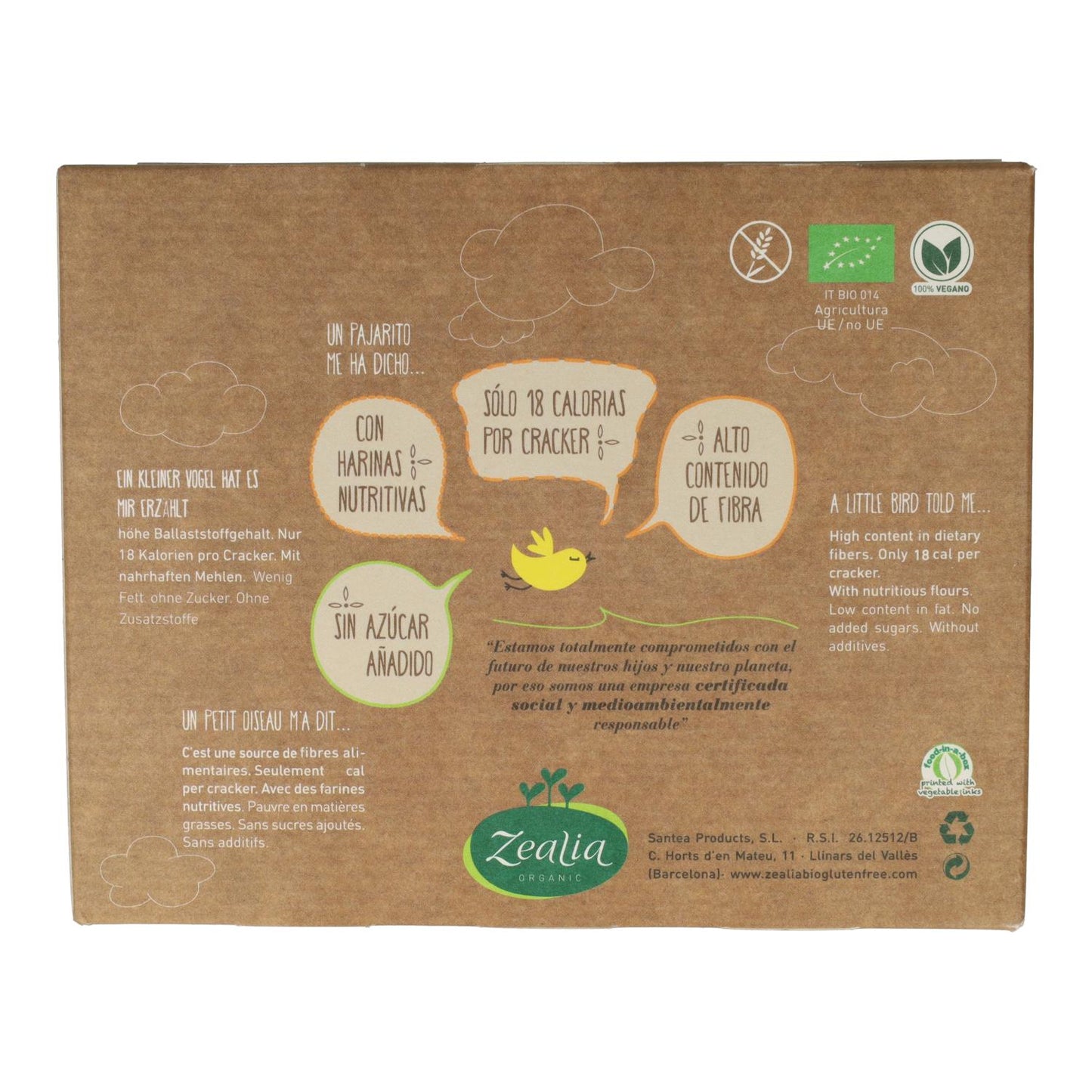 Bolachas de trigo sarraceno e quinoa biológica sem glúten Zealia 120 gr