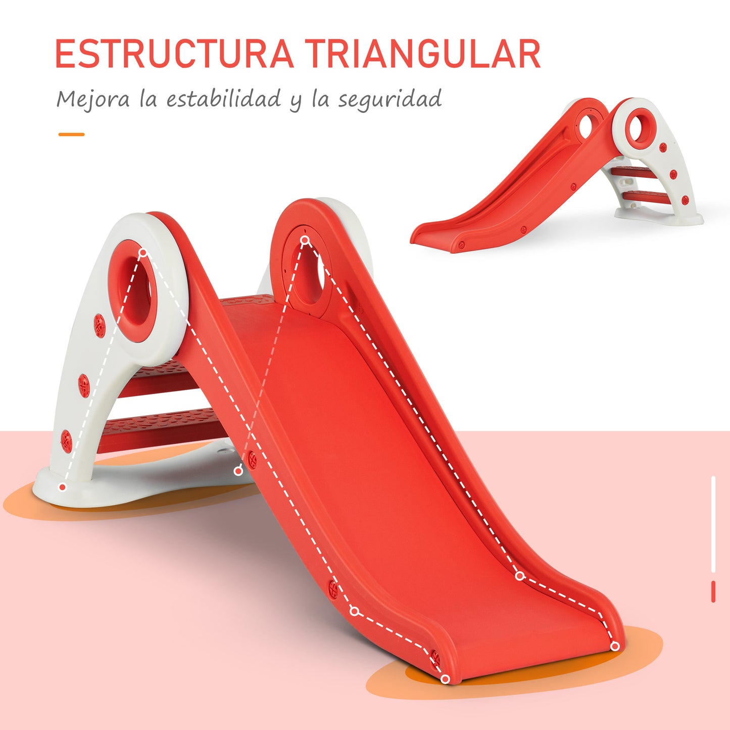 Homcom Tobogán Infantil Para +3 Años Plegable Con Escalera Y Rampa 120x50x56 Cm_5