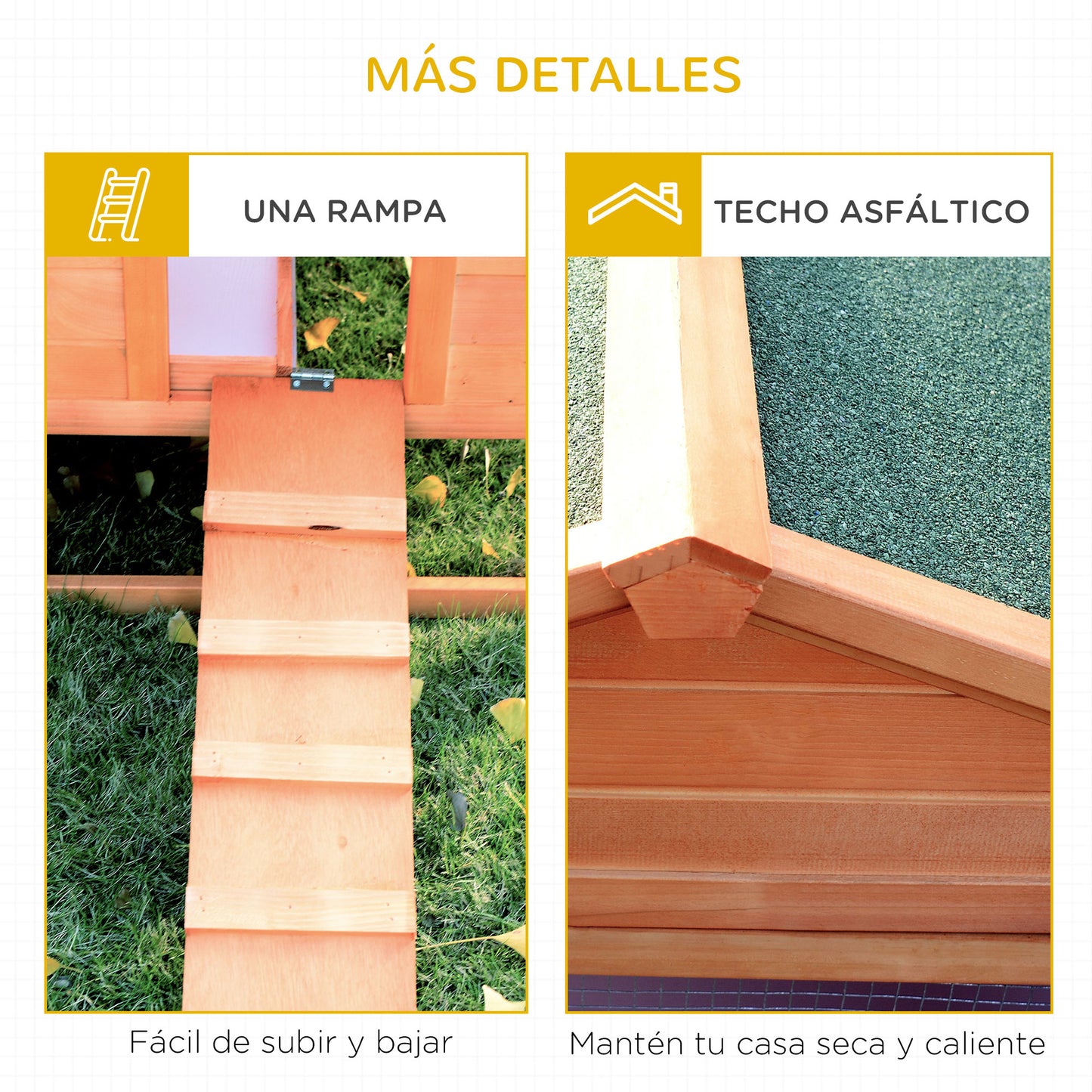 Pawhut Conejera Madera 309x79x86 Cm Para 2-4 Conejos 2 Corral Bandeja Extraíble_5
