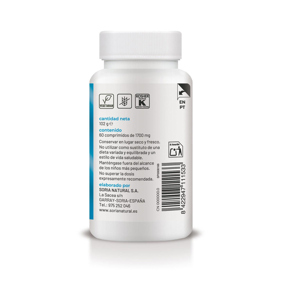 Cálcio com Vitamina D3 de libertação prolongada, Soria Natural, 60 comprimidos