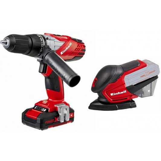 Kit de troca Einhell Power X TE-CD 18-2 Li-i Berbequim + Lixadora múltipla TE-OS 18 Li