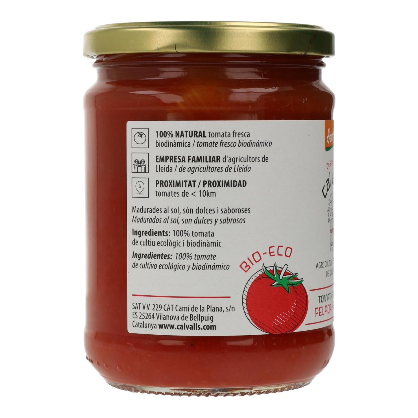Tomates inteiros pelados biológicos Cal Valls 420 g