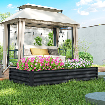 Outsunny Jardinera Elevada De Acero Galvanizado 180x90x30 Cm Gris Oscuro_3