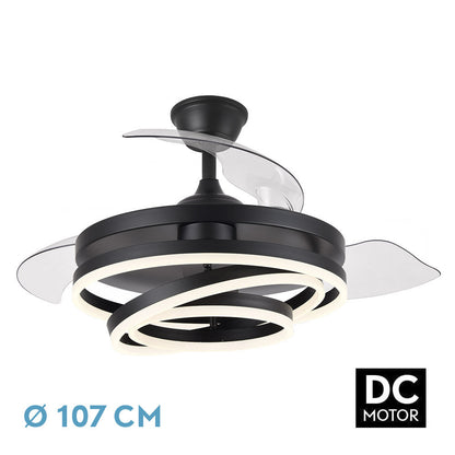 Ventilador 72w Dc Kai Negro 3 Aspas Transp. 6vel. 3 Colores 43/58x50/107 C/remoto,memoria Y Temp. 6120lm_0