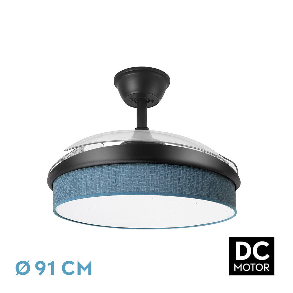 Ventilador Dc Moda 72w Negro/azul 91d 3aspas 7200lm 3000-4000-6000k Remoto+ Memoria+ Temporizador_0