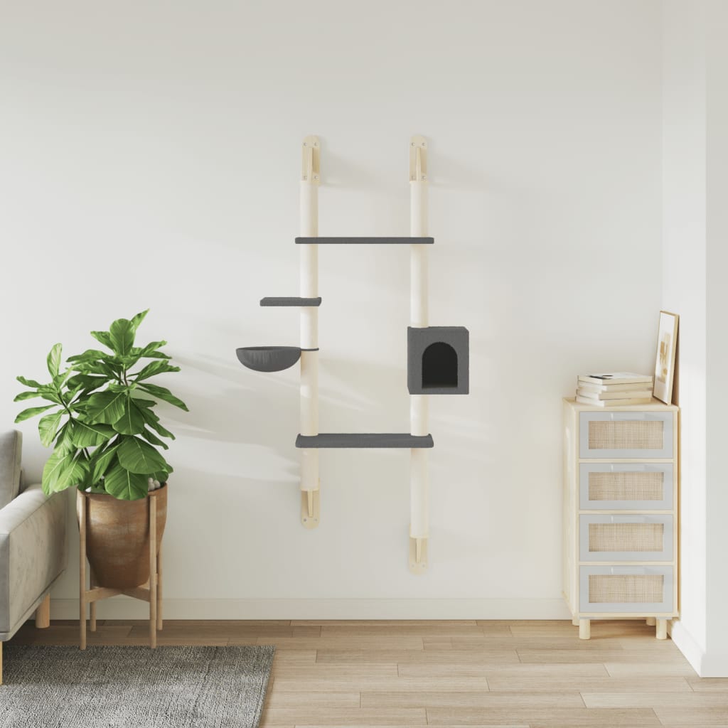 Árbol Rascador Para Gatos De Pared Gris Oscuro 180 Cm_2