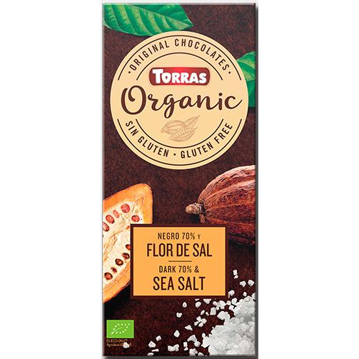 Chocolate Negro Vegan 70% Cacau com Flor de Sal Orgânica Torras 100 g