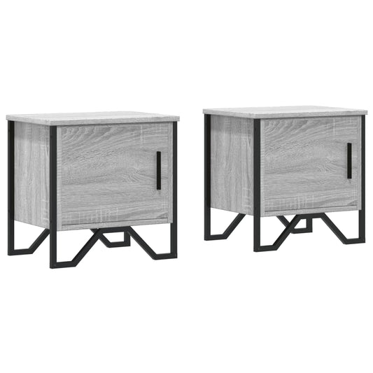 Mesitas De Noche 2 Uds Madera Ingeniería Gris Sonoma 40x30x40cm_0