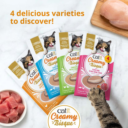 Sopa Cremosa para Gatos Creamy Bisque Pollo e Hígado Catit 4 x 40 g