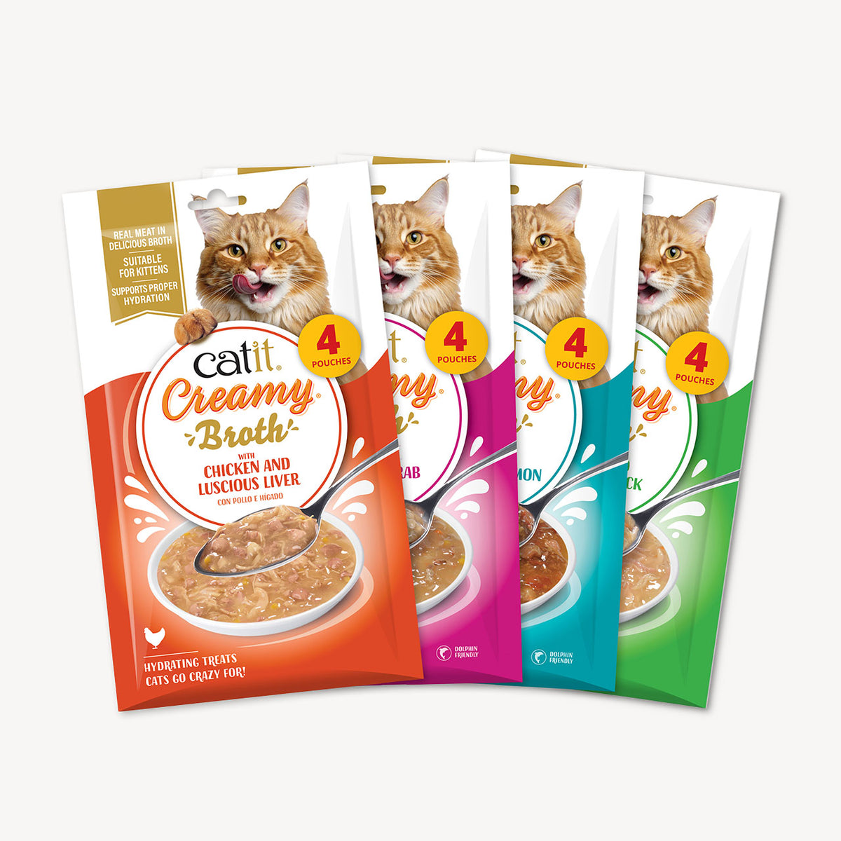 Caldo Cremoso para Gatos Creamy Broth Pollo y Pato Catit 4 x 40 g