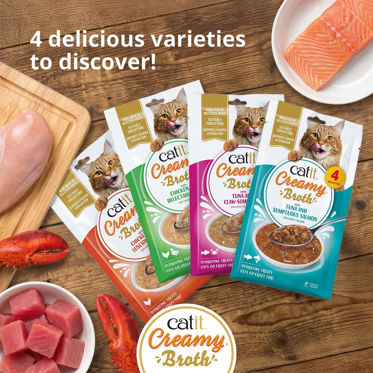 Caldo Cremoso para Gatos Creamy Broth Pollo y Pato Catit 4 x 40 g