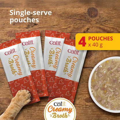 Caldo Cremoso para Gatos Creamy Broth Pollo y Pato Catit 4 x 40 g
