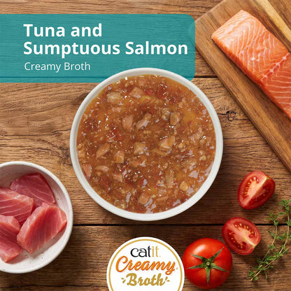 Caldo Cremoso para Gatos Creamy Broth Atún y Salmón Catit 4 x 40 g