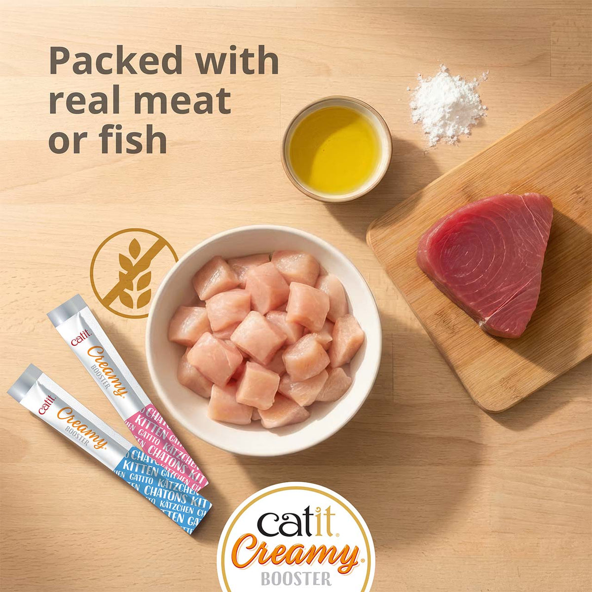 Snack Líquido para Gatitos Creamy Booster Pollo Catit 4 x 10 g
