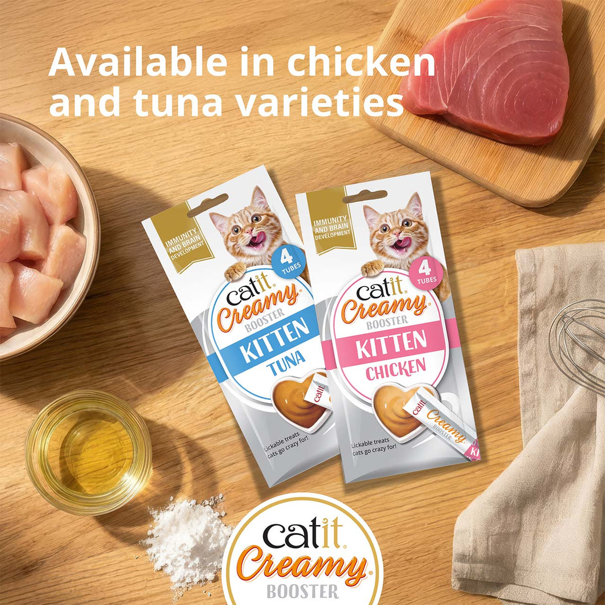 Snack Líquido para Gatitos Creamy Booster Atún Catit 4 x 10 g