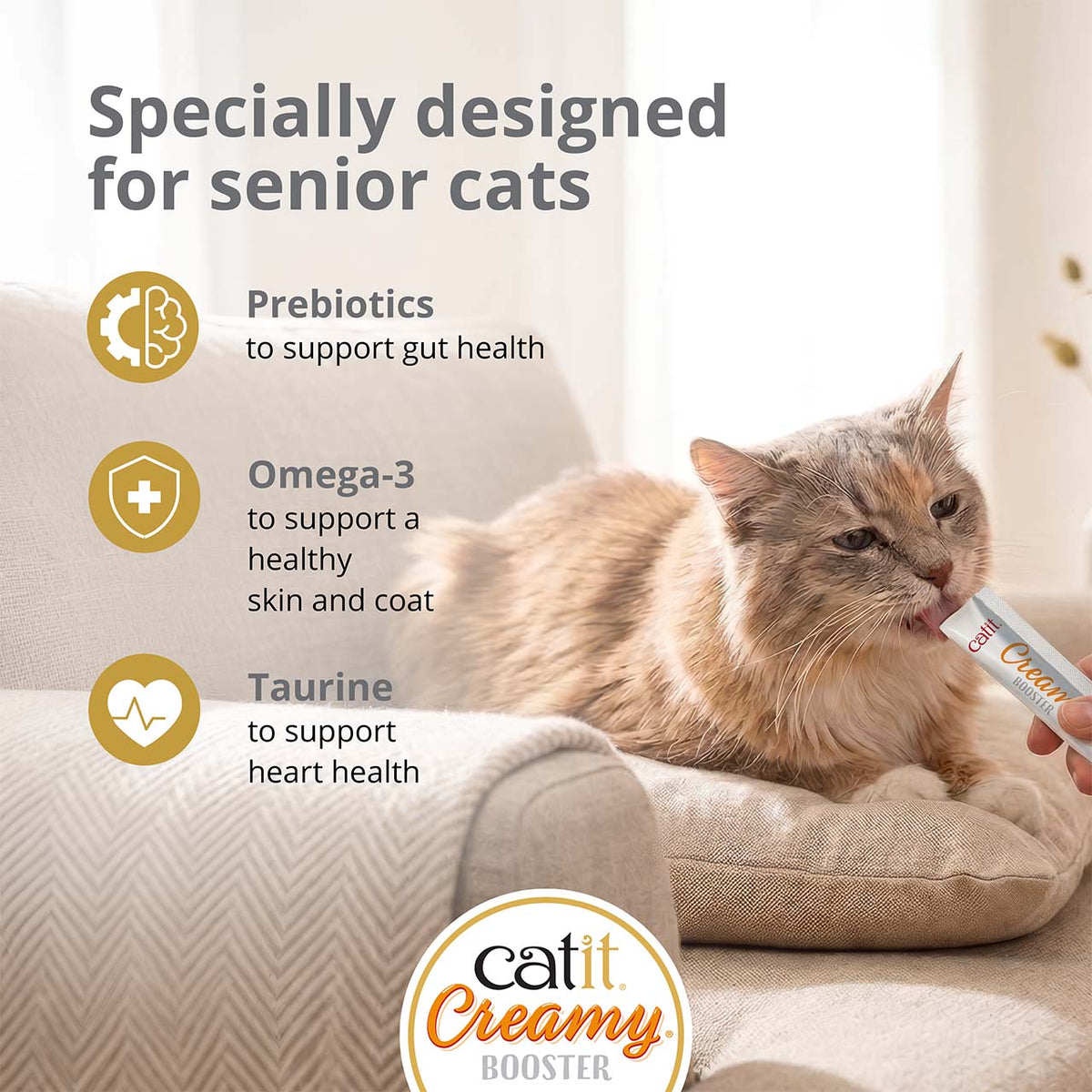 Snack Líquido para Gatos Senior Creamy Booster Pollo Catit 4 x 10 g