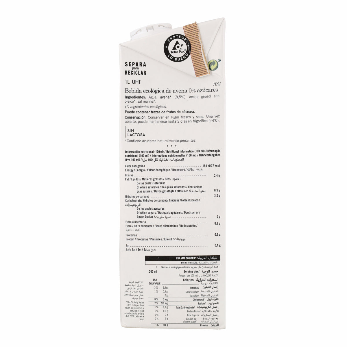 Bebida de Avena Barista 0% Azúcares Bio Amandin 1L