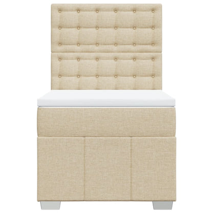 Cama Box Spring Con Colchón Tela Color Crema 90x190 Cm / Vetonek_3