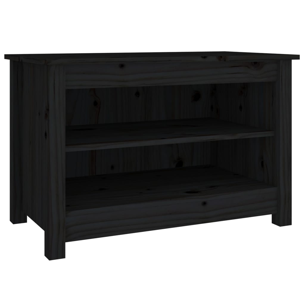 Banco Zapatero Madera De Pino Maciza Negro 70x38x45,5 Cm / Vetonek_2