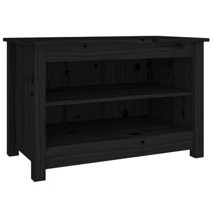 Banco Zapatero Madera De Pino Maciza Negro 70x38x45,5 Cm / Vetonek_2