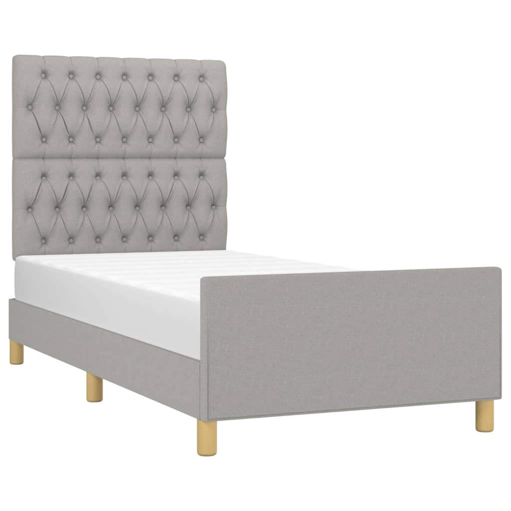 Estructura De Cama Con Cabecero De Tela Gris Claro 90x190 Cm / Vetonek_1