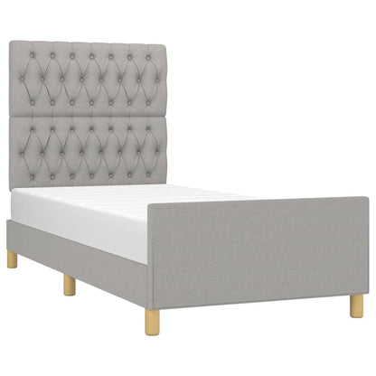 Estructura De Cama Con Cabecero De Tela Gris Claro 90x190 Cm / Vetonek_1