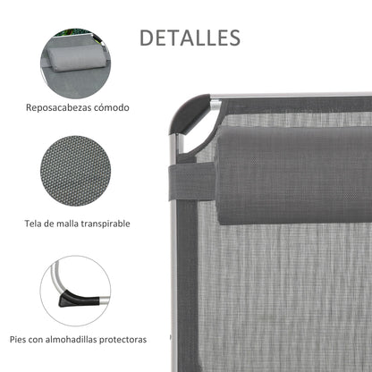 Outsunny Conjunto De 2 Tumbonas Plegables De Aluminio 165x60x76 Cm Gris_5