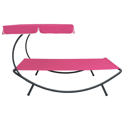 Tumbona Sofá De Jardín Con Toldo Rosa_2