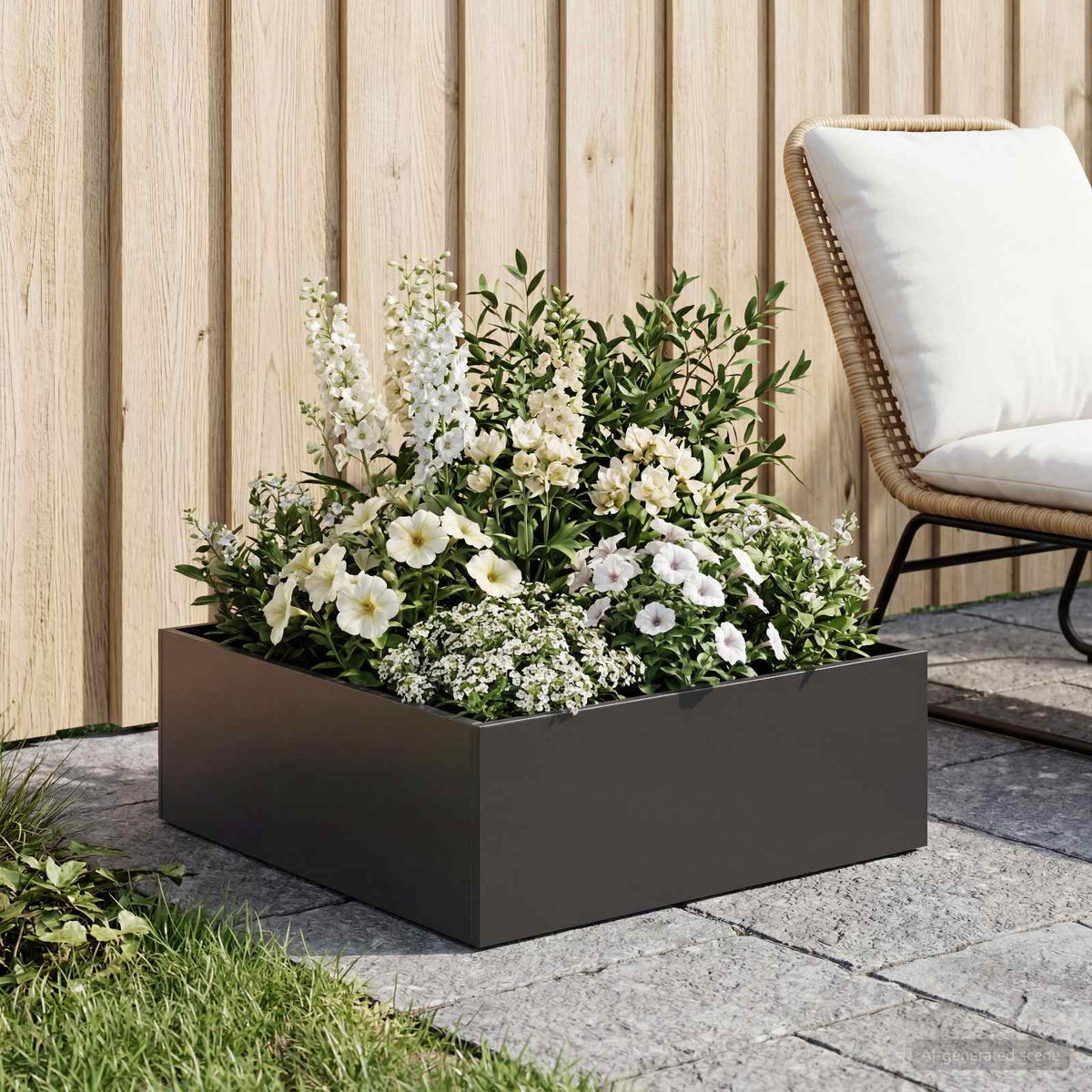 Macetero De Jardín Negro 60 X 60 X 20 Cm Acero Laminado En Frío_1