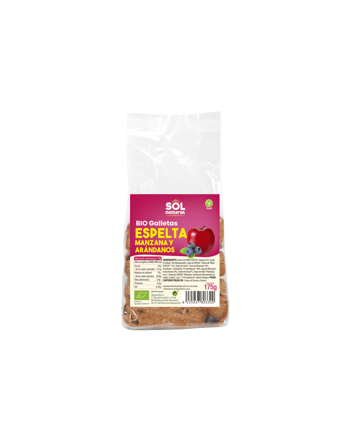 Galletas De Espelta Manzana Arándanos Bio - Sol Natural_0