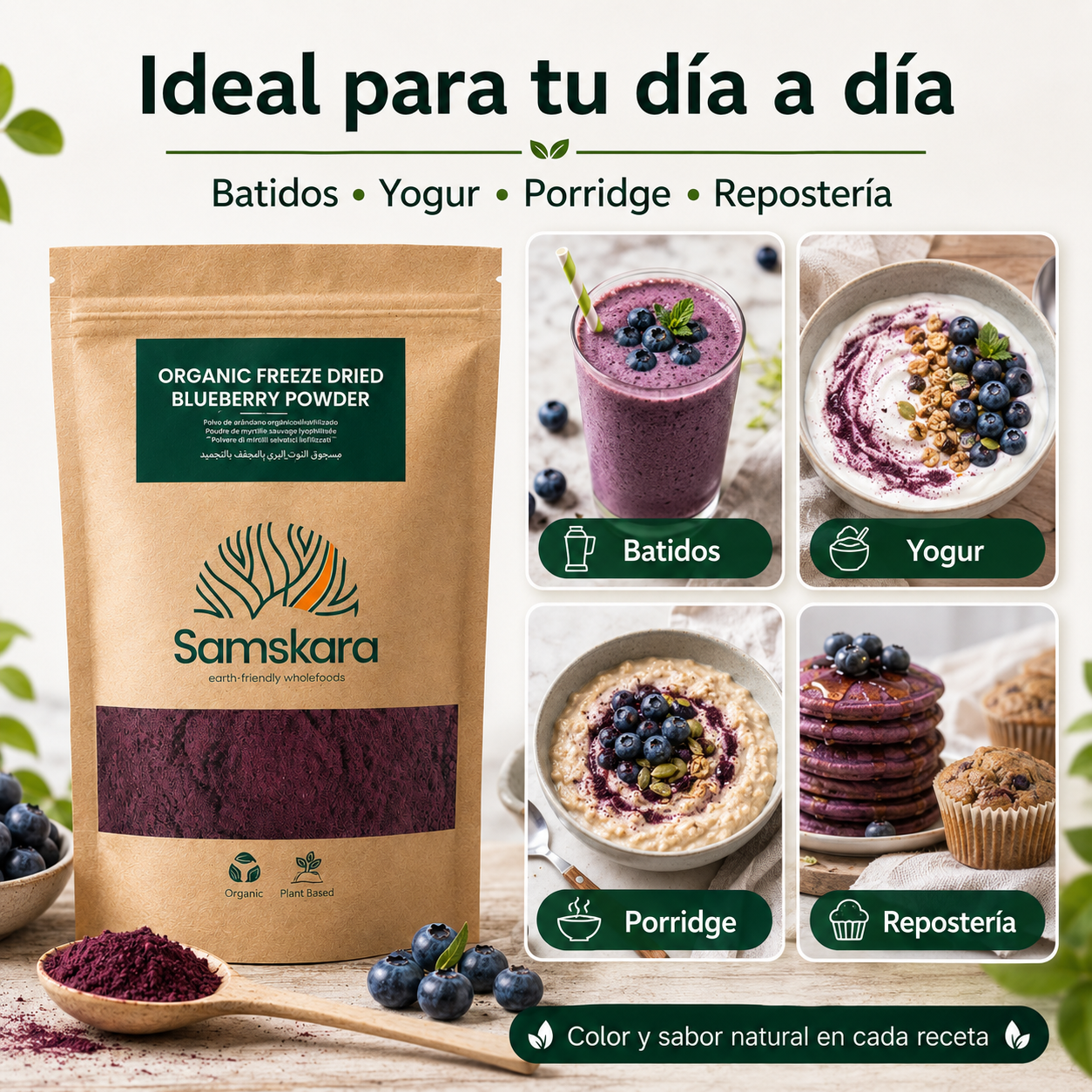 Arándano Nórdico En Polvo Bio - 150g | Fruta Deshidratada Ecológica, Snack Vegano Natural Sin Azúcares Añadidos_4